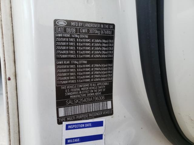 Photo 10 from auction – 2009 LAND ROVER RANGE ROVE with VIN SALSK25409A196306