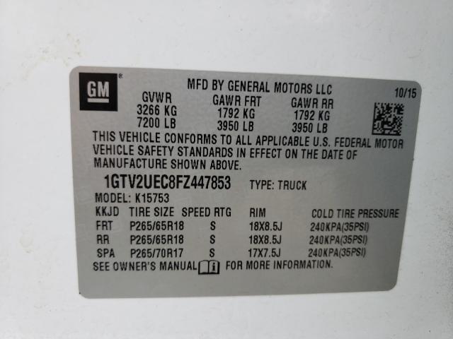 Photo 10 from auction – 2015 GMC SIERRA K15 with VIN 1GTV2UEC8FZ447853