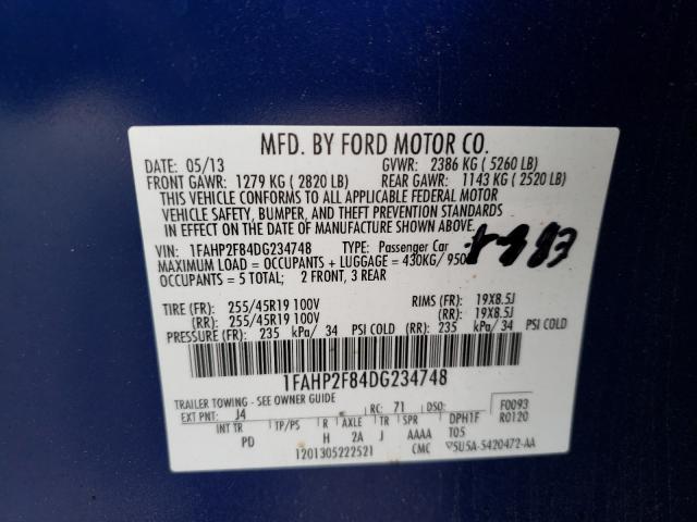 Photo 10 from auction – 2013 FORD TAURUS LIM with VIN 1FAHP2F84DG234748
