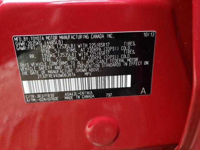 Photo 10 from auction – 2013 TOYOTA RAV4 LE with VIN 2T3ZFREV4DW063814