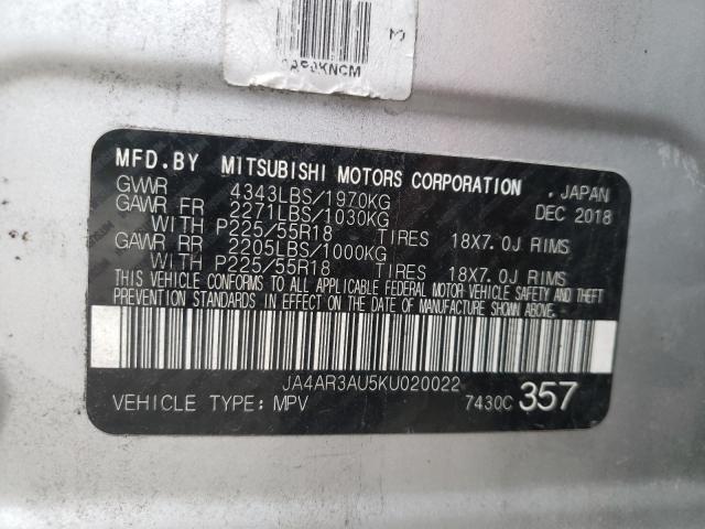 Photo 10 from auction – 2019 MITSUBISHI OUTLANDER with VIN JA4AR3AU5KU020022