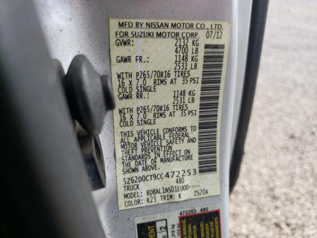 Photo 10 from auction – 2012 SUZUKI EQUATOR BA with VIN 5Z62D0CT9CC472253