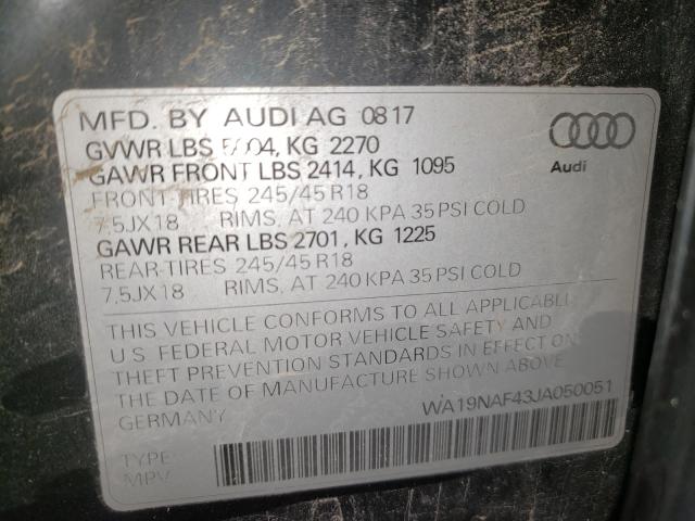 Photo 10 from auction – 2018 AUDI A4 ALLROAD with VIN WA19NAF43JA050051