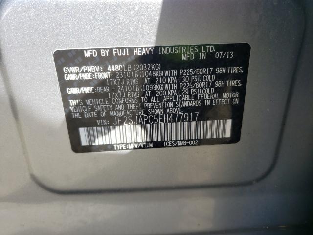 Photo 10 from auction – 2014 SUBARU FORESTER 2 with VIN JF2SJAPC5EH477917