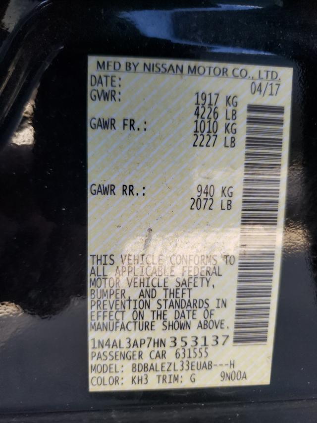 Photo 10 from auction – 2017 NISSAN ALTIMA 2.5 with VIN 1N4AL3AP7HN353137