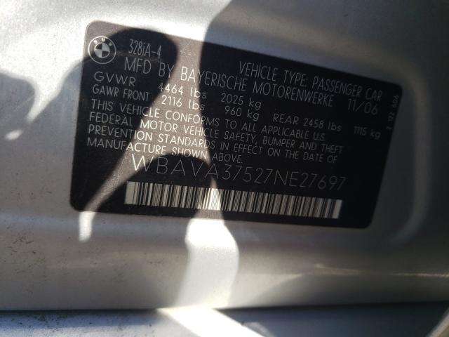 Photo 10 from auction – 2007 BMW 328 I with VIN WBAVA37527NE27697