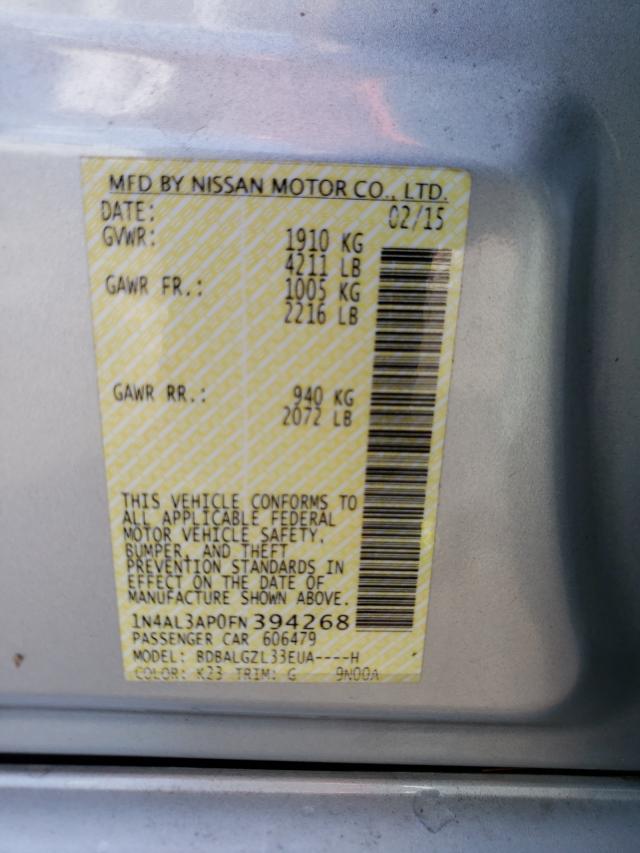 Photo 10 from auction – 2015 NISSAN ALTIMA 2.5 with VIN 1N4AL3AP0FN394268