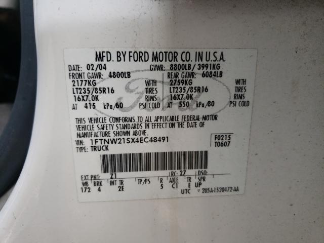 Photo 10 from auction – 2004 FORD F250 SUPER with VIN 1FTNW21SX4EC48491