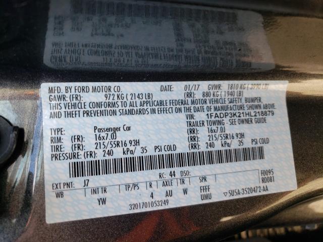 Photo 10 from auction – 2017 FORD FOCUS SE with VIN 1FADP3K21HL218879