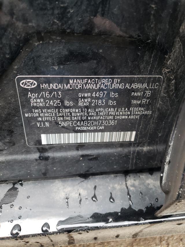 Photo 10 from auction – 2013 HYUNDAI SONATA SE with VIN 5NPEC4AB2DH730361