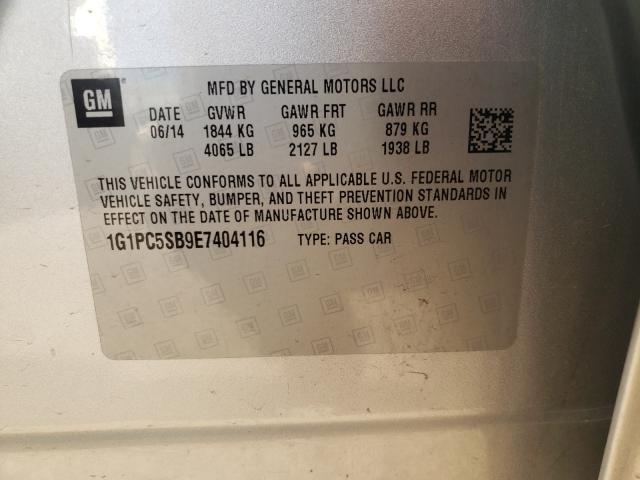 Photo 10 from auction – 2014 CHEVROLET CRUZE LT with VIN 1G1PC5SB9E7404116