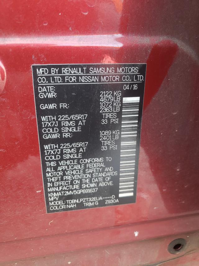 Photo 10 from auction – 2016 NISSAN ROGUE S with VIN KNMAT2MV5GP691637
