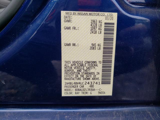 Photo 10 from auction – 2020 NISSAN ALTIMA S with VIN 1N4BL4BV4LC243741