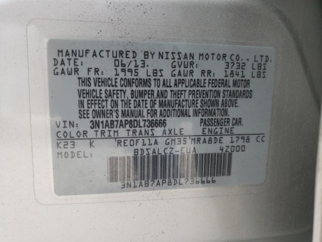 Photo 10 from auction – 2013 NISSAN SENTRA S with VIN 3N1AB7AP8DL736666