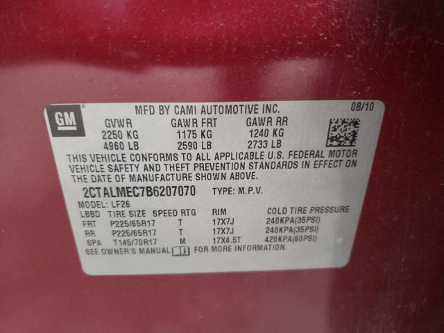 Photo 10 from auction – 2011 GMC TERRAIN SL with VIN 2CTALMEC7B6207070