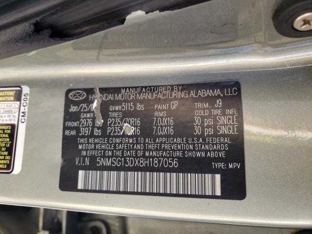 Photo 10 from auction – 2008 HYUNDAI SANTA FE G with VIN 5NMSG13DX8H187056