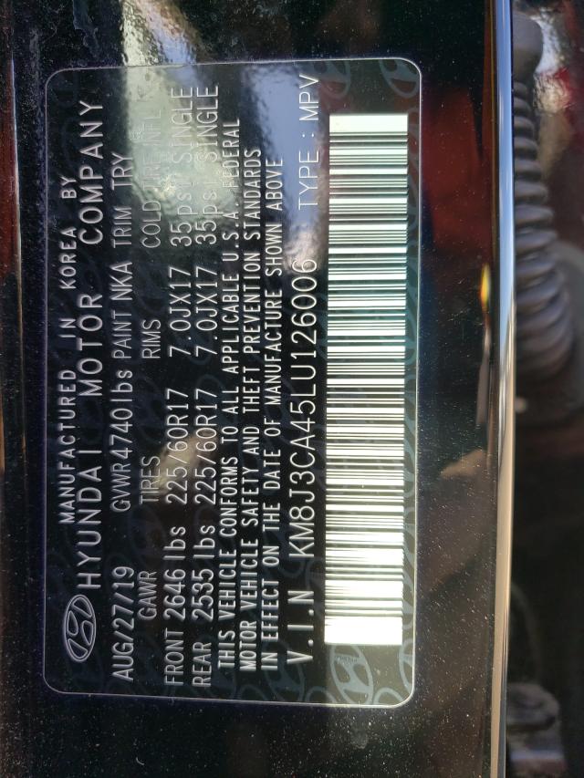 Photo 10 from auction – 2020 HYUNDAI TUCSON LIM with VIN KM8J3CA45LU126006