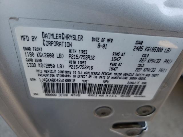 Photo 10 from auction – 2002 JEEP LIBERTY SP with VIN 1J4GK48K42W168918