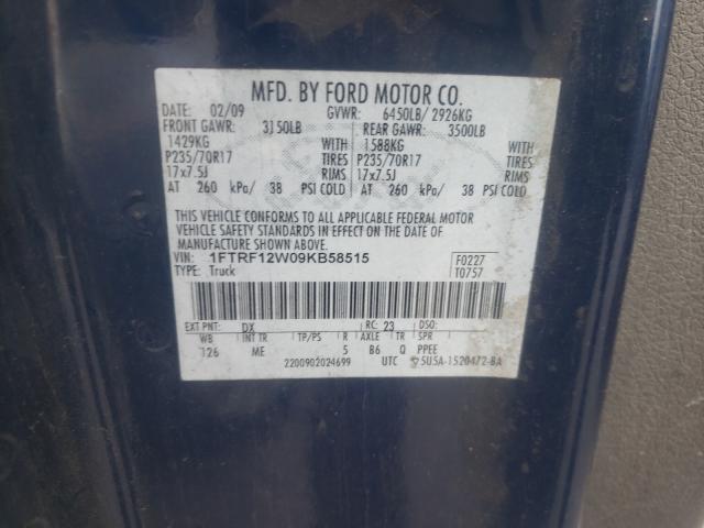 Photo 10 from auction – 2009 FORD F150 with VIN 1FTRF12W09KB58515
