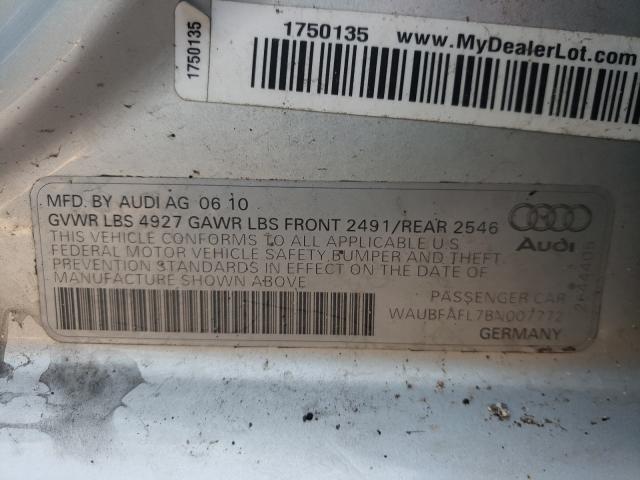AUDI A4 PREMIUM 2011 with VIN WAUBFAFL7BN007772 - Photo from auction