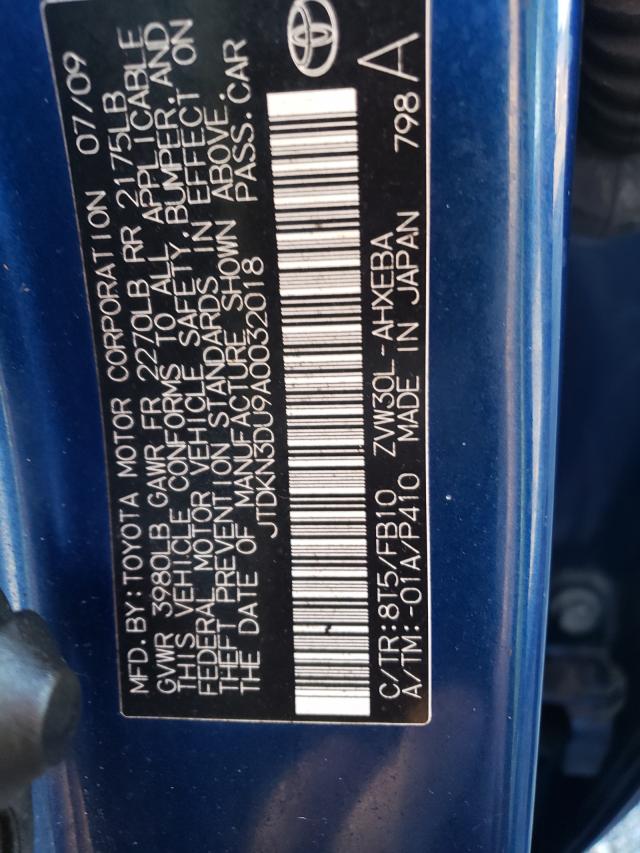 Photo 10 from auction – 2010 TOYOTA PRIUS with VIN JTDKN3DU9A0032018