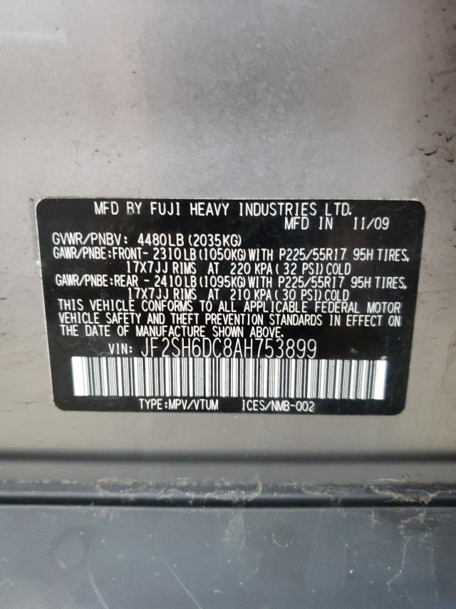 Photo 10 from auction – 2010 SUBARU FORESTER 2 with VIN JF2SH6DC8AH753899