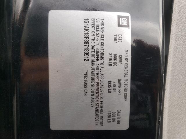 Photo 10 from auction – 2008 CHEVROLET COBALT LS with VIN 1G1AK18F887189912