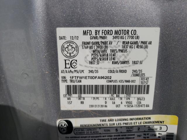 Photo 10 from auction – 2013 FORD F150 SUPER with VIN 1FTFW1ET0DFA96202