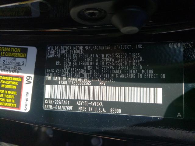 Photo 10 from auction – 2009 TOYOTA VENZA with VIN 4T3BE11A59U005565