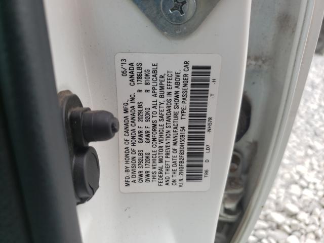 Photo 10 from auction – 2013 HONDA CIVIC with VIN 2HGFB2F83DH559154