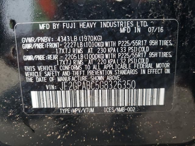 Photo 10 from auction – 2016 SUBARU CROSSTREK with VIN JF2GPABC5G8326350