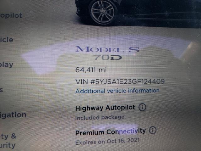 Photo 8 from auction – 2016 TESLA MODEL S with VIN 5YJSA1E23GF124409