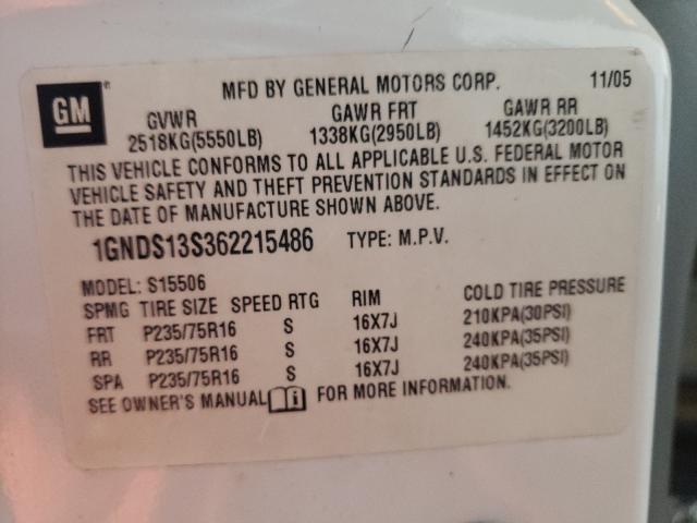 Photo 10 from auction – 2006 CHEVROLET TRAILBLAZE with VIN 1GNDS13S362215486