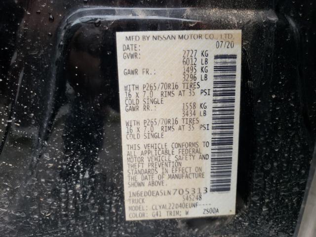 Photo 10 from auction – 2020 NISSAN FRONTIER S with VIN 1N6ED0EA5LN705313