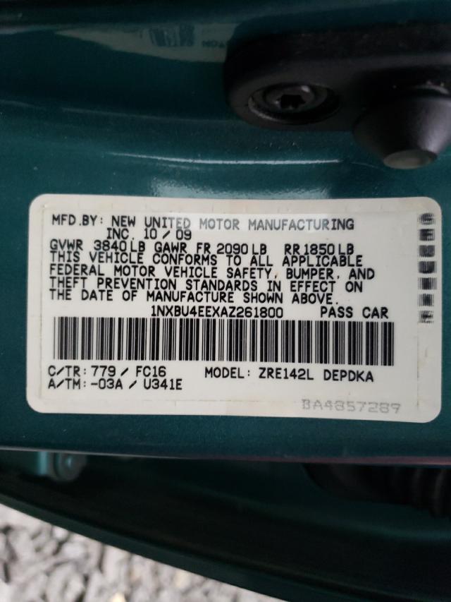 Photo 10 from auction – 2010 TOYOTA COROLLA BA with VIN 1NXBU4EEXAZ261800