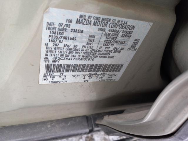 Photo 10 from auction – 2003 MAZDA TRIBUTE LX with VIN 4F2CZ94173KM01810
