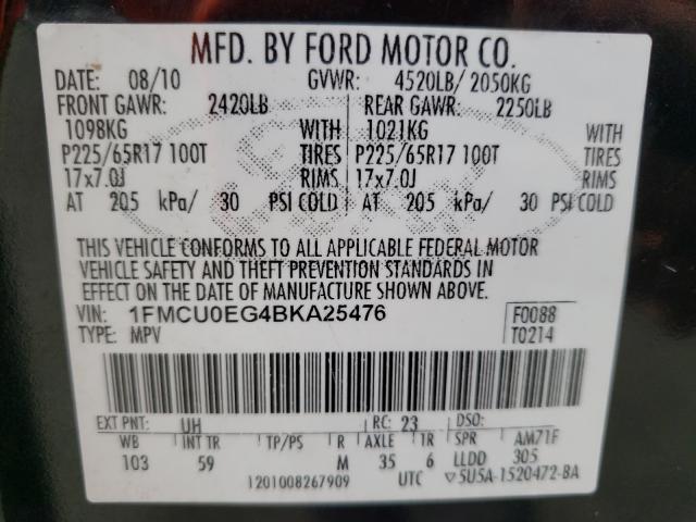 Photo 10 from auction – 2011 FORD ESCAPE LIM with VIN 1FMCU0EG4BKA25476