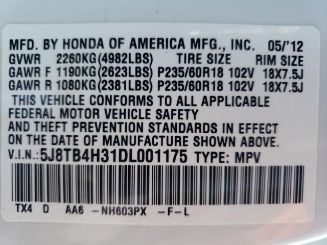 Photo 10 from auction – 2013 ACURA RDX with VIN 5J8TB4H31DL001175