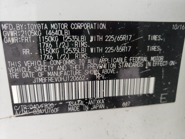 Photo 10 from auction – 2017 TOYOTA RAV4 LE with VIN JTMBFREV0HJ120662