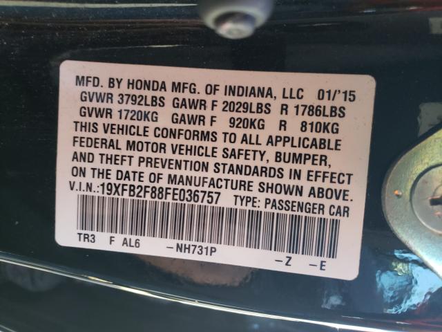 Photo 10 from auction – 2015 HONDA CIVIC EX with VIN 19XFB2F88FE036757