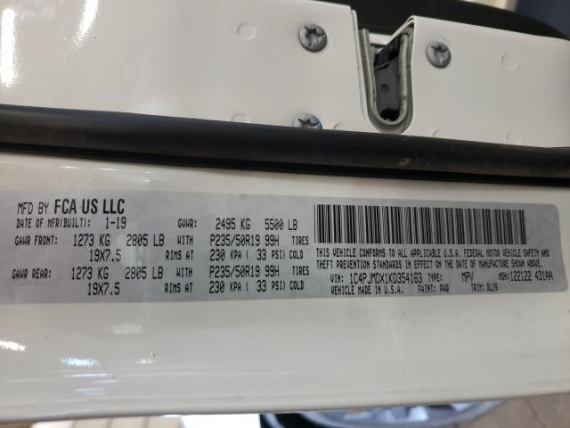 Photo 10 from auction – 2019 JEEP CHEROKEE L with VIN 1C4PJMDX1KD354163