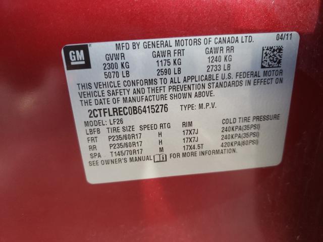 Photo 10 from auction – 2011 GMC TERRAIN SL with VIN 2CTFLREC0B6415276
