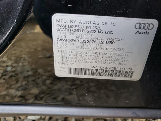 Photo 10 from auction – 2011 AUDI Q5 PREMIUM with VIN WA1DKAFP6BA011579