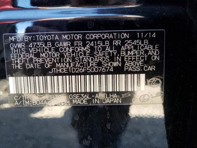 Photo 10 from auction – 2015 LEXUS IS 350 with VIN JTHCE1D26F5007674