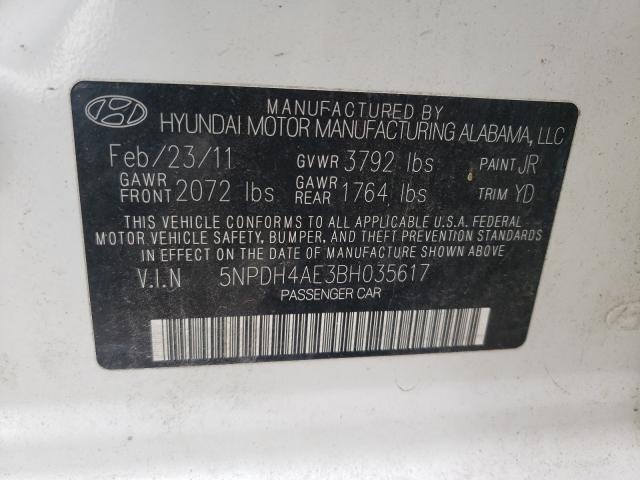 Photo 10 from auction – 2011 HYUNDAI ELANTRA GL with VIN 5NPDH4AE3BH035617