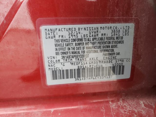 Photo 10 from auction – 2014 NISSAN SENTRA S with VIN 3N1AB7AP6EY339137