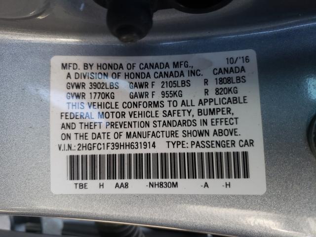 Photo 10 from auction – 2017 HONDA CIVIC EX with VIN 2HGFC1F39HH631914