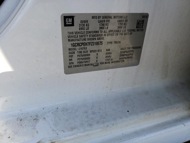 Photo 10 from auction – 2015 CHEVROLET SILVERADO with VIN 1GCRCPEH7FZ318675