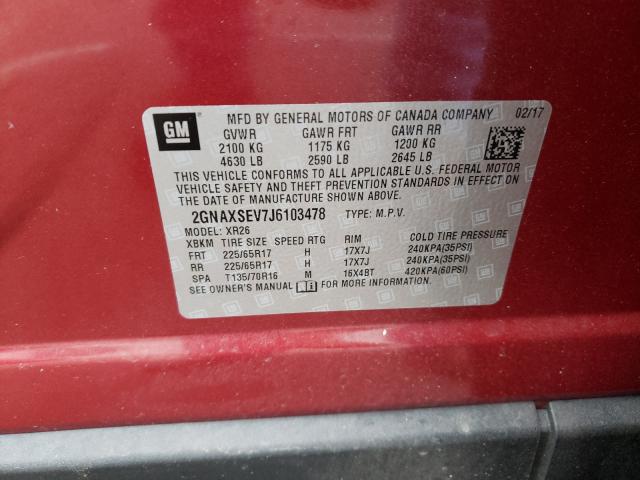 Photo 10 from auction – 2018 CHEVROLET EQUINOX LT with VIN 2GNAXSEV7J6103478