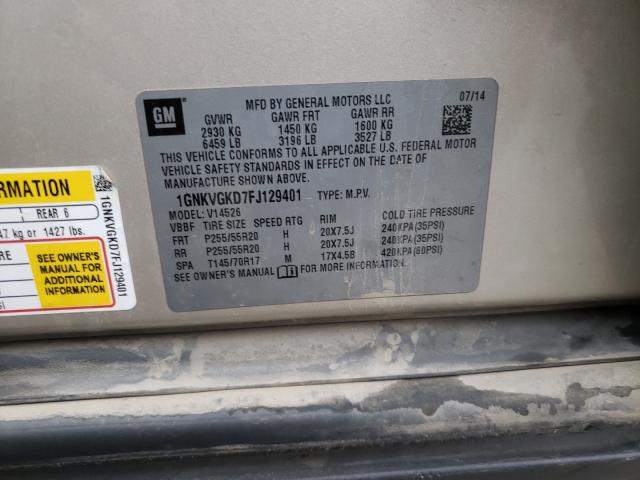 Photo 10 from auction – 2015 CHEVROLET TRAVERSE L with VIN 1GNKVGKD7FJ129401